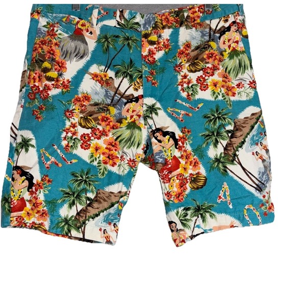 Polo Ralph Lauren Shorts 36 Hawaiian Hula Girl  Linen Blend Slim Fit Beach - Picture 1 of 11